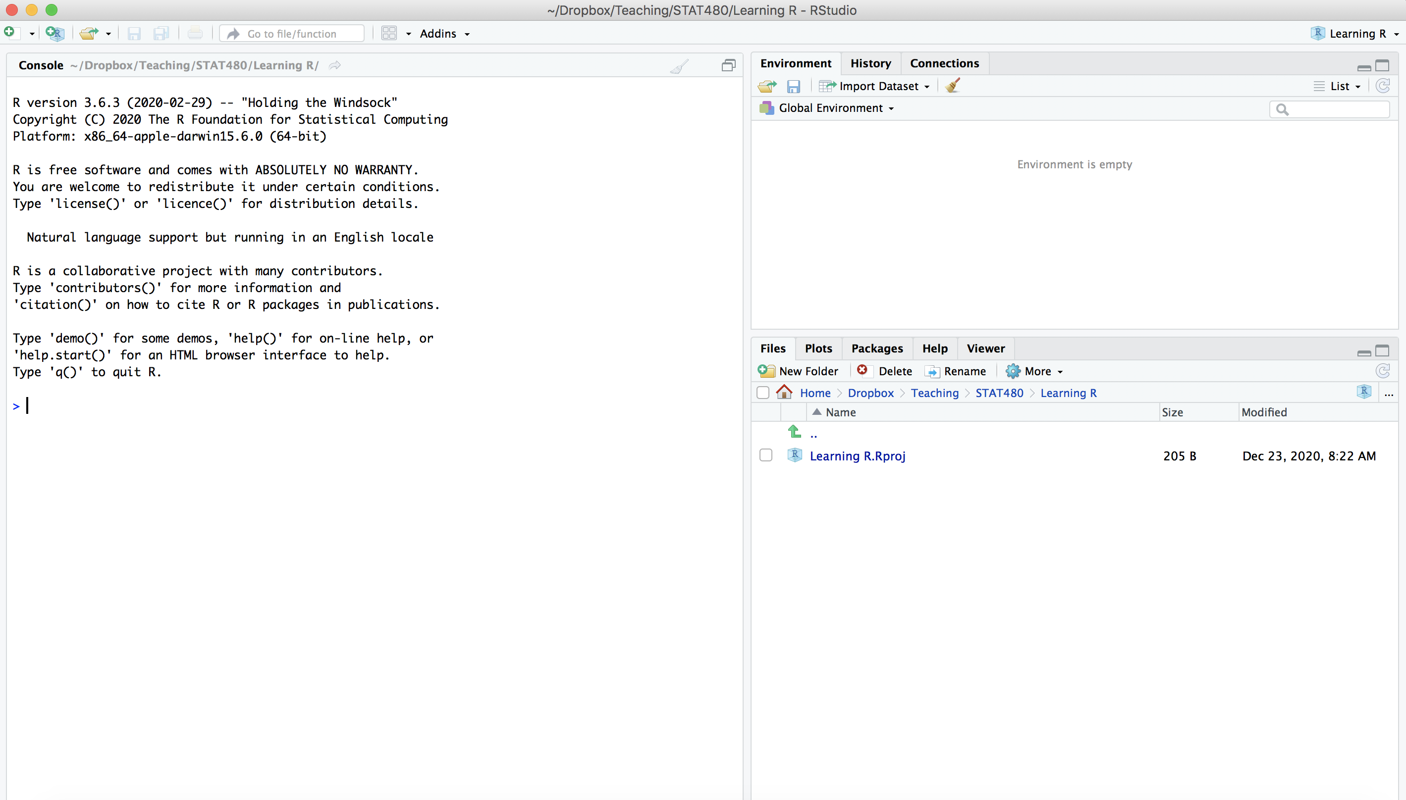 Directory with new project.